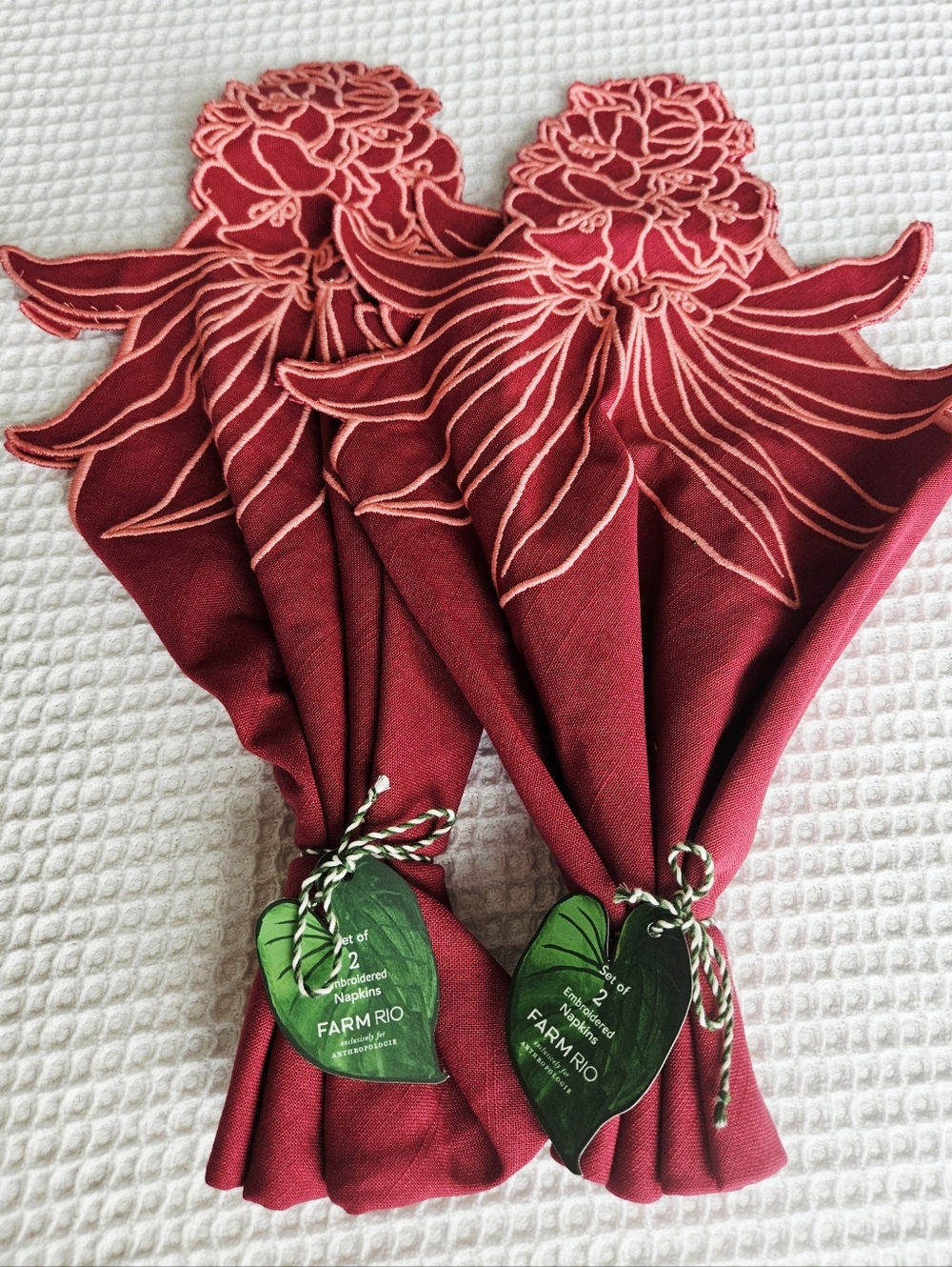 4 Farm Rio x Anthropologie Red Berry Napkins